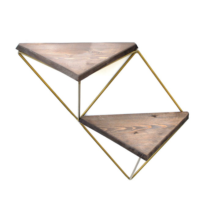 Hanah Home Wr075 Estantería de Pared de Madera Maciza Nogal y Dorado Hanah Home Wr075 Estantería de Pared de Madera Maciza Nogal y Dorado